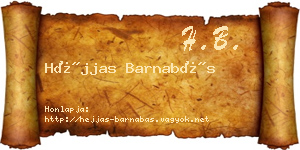 Héjjas Barnabás névjegykártya