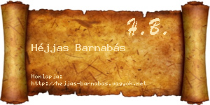 Héjjas Barnabás névjegykártya